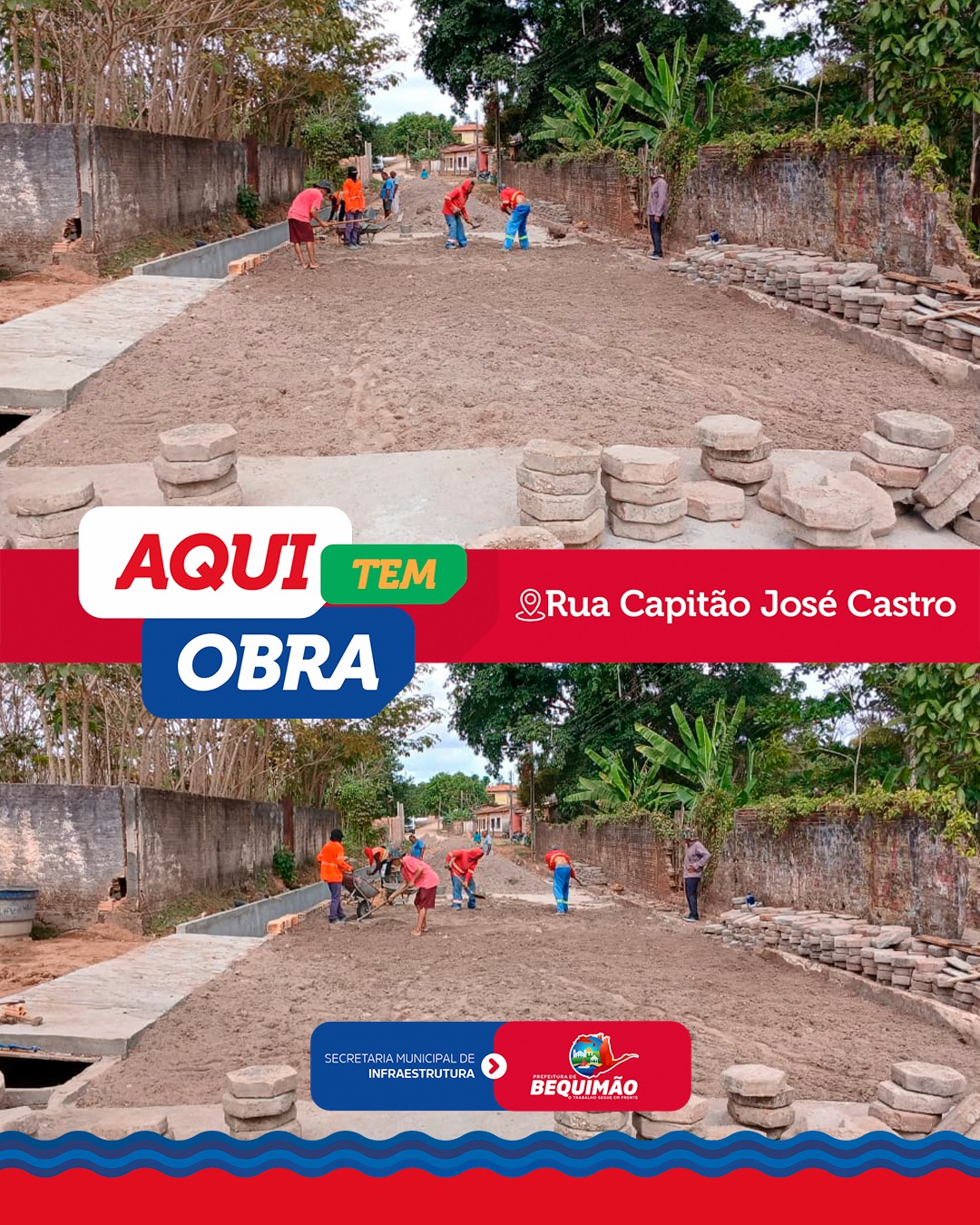 Prefeitura de Bequimão avança na implantação de bloquetes na Rua Capitão José Castro